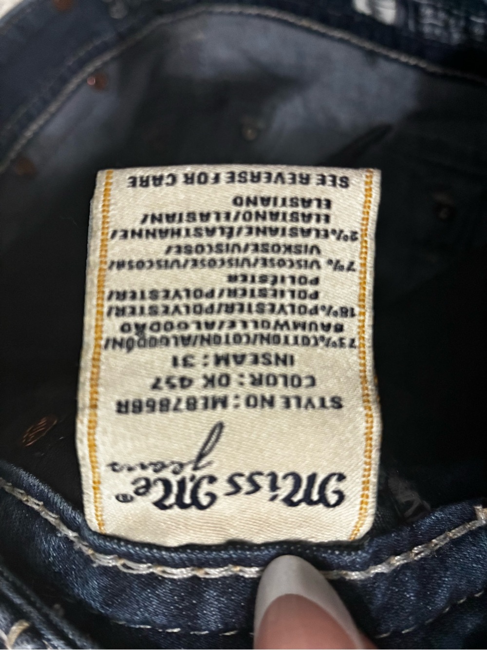 Miss Me Blue Bootcut Jeans with Embellished Wing Pocket - Picture 4 of 4